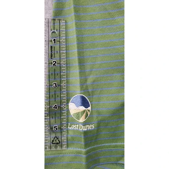 NWT Fairway & Greene Polo Shirt Mens L Green Blue Striped Pureformance Golf‎ - Picture 6 of 8